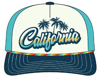 CA PALM-CREAM-NAVY-TURQUOISE MESH