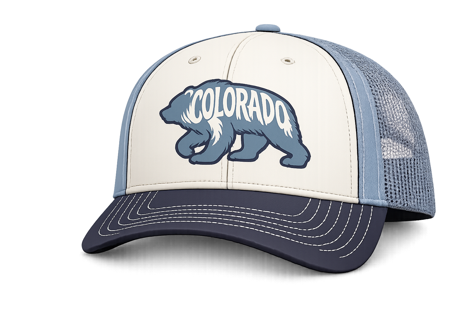 CO BEAR-Cream-Navy-Blue Mesh