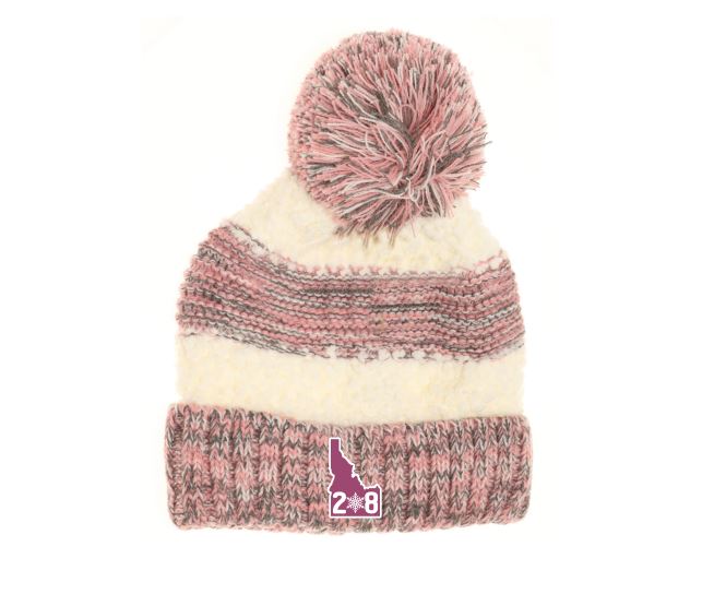 ID 208 SNOWFLAKE-Pink-Charcoal-Cream Beanie