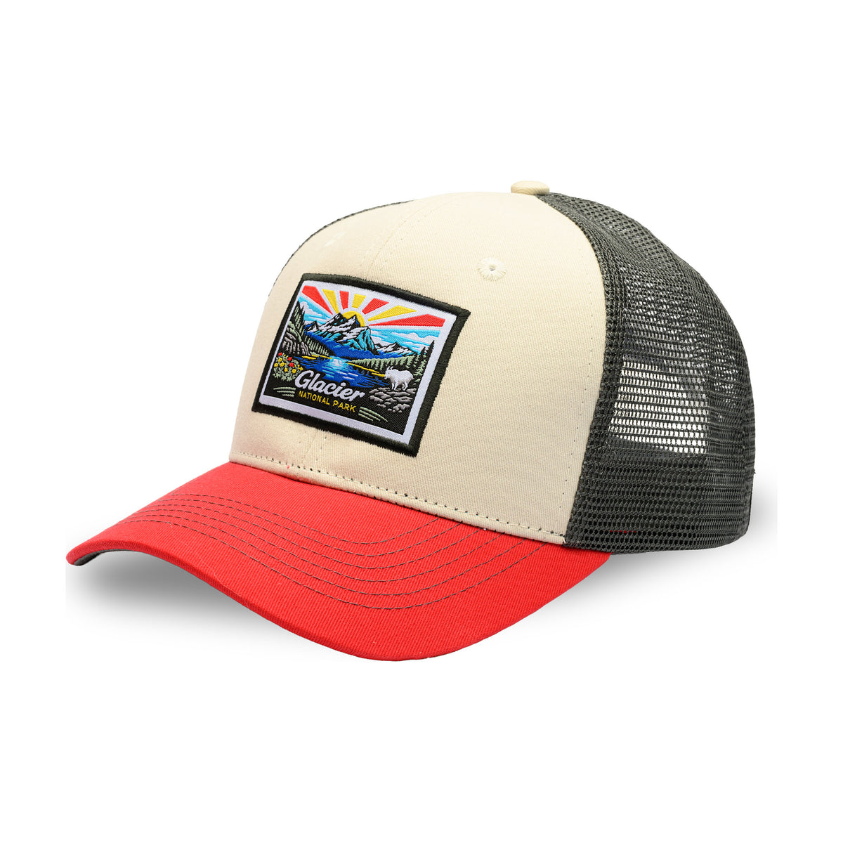 NP Glacier WL-Stone-Red-Charcoal Mesh