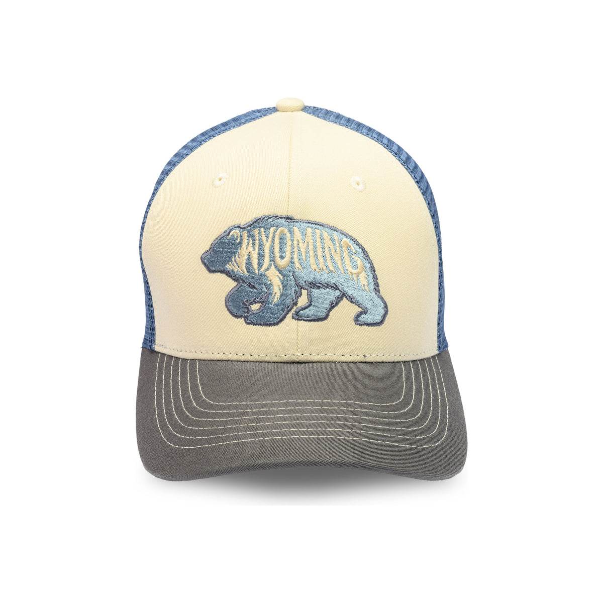 WY BEAR-Cream-Navy-Blue Mesh