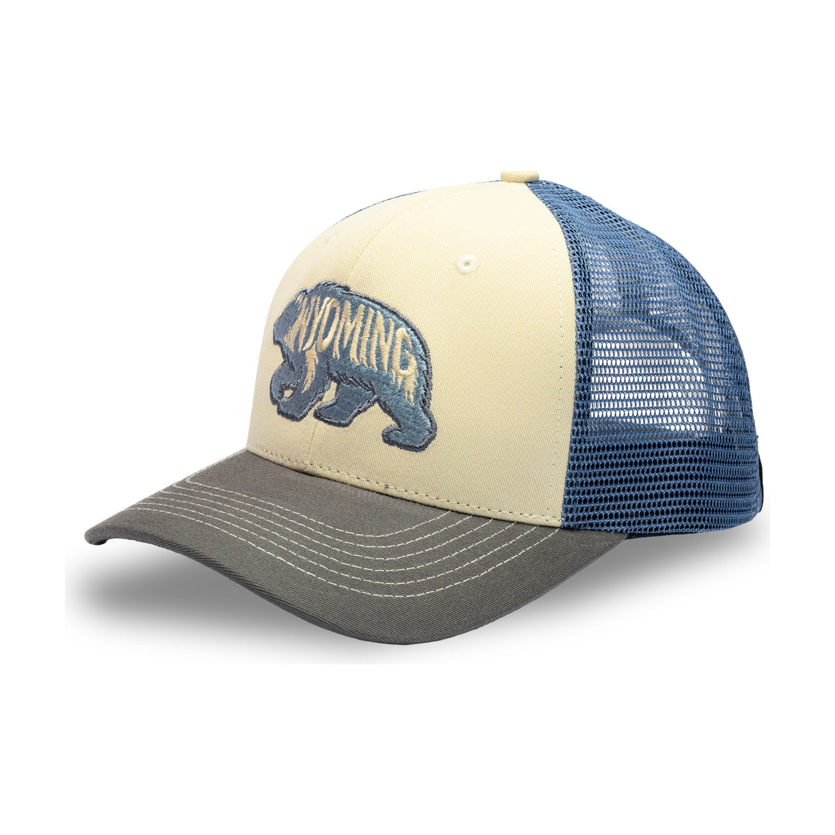 WY BEAR-Cream-Navy-Blue Mesh